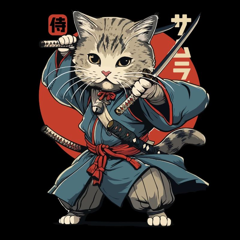 Samurai Cat Kawaii Japanische Ninja Katze