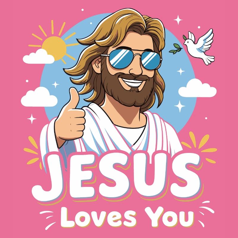 Jésus t’aime Conception de dessin animé