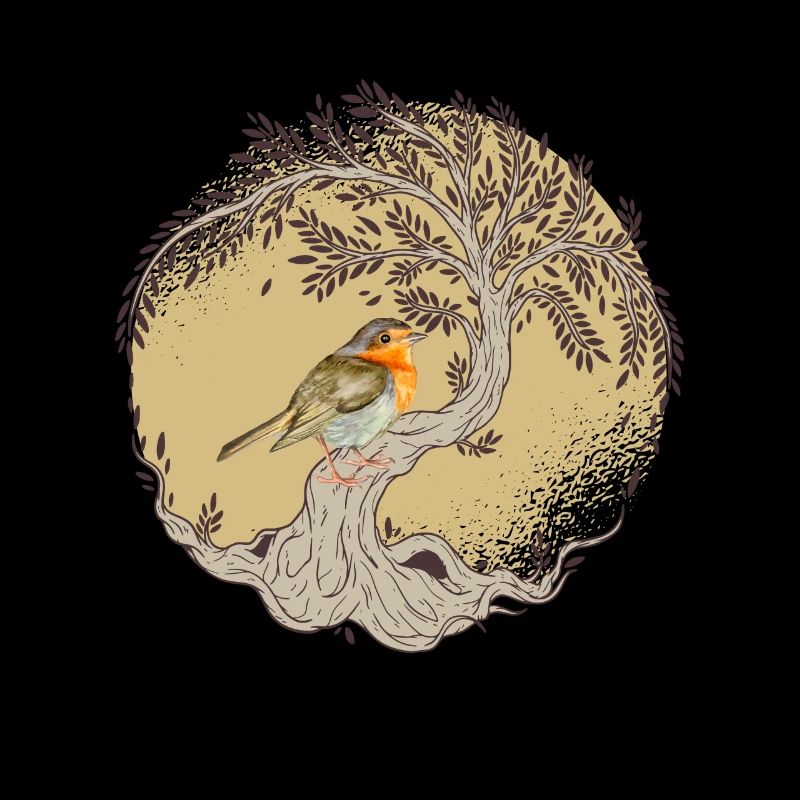 Lebensbaum - Baum des Lebens und Rotkehlchen