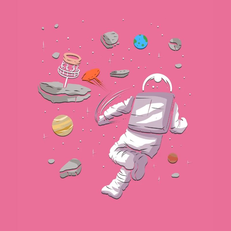 Astronaute de golf de disque dans la conception de golfeur de disque spatial