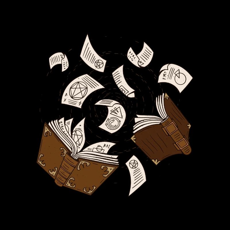 Witch books spells flying pages
