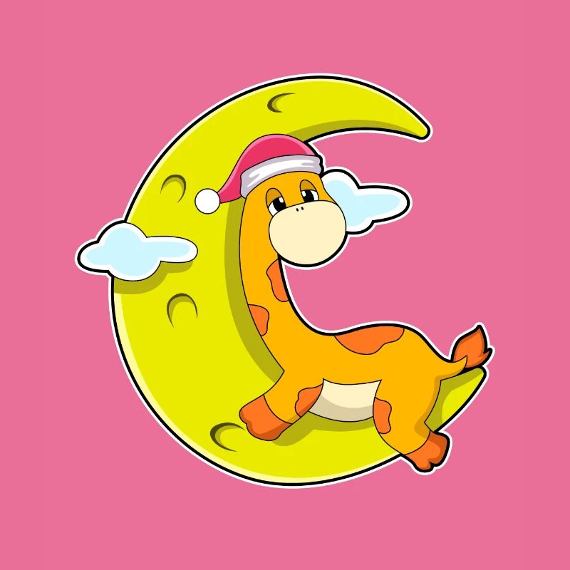 Giraffe sleeping with moon