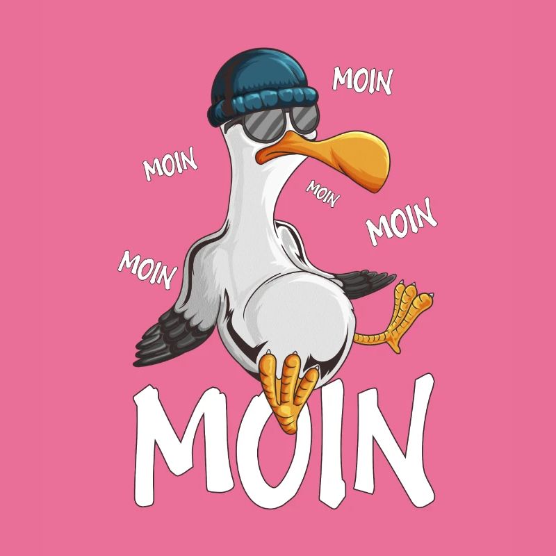 Plattdeutsche Möwe Moin Spruch Nordsee Hipster