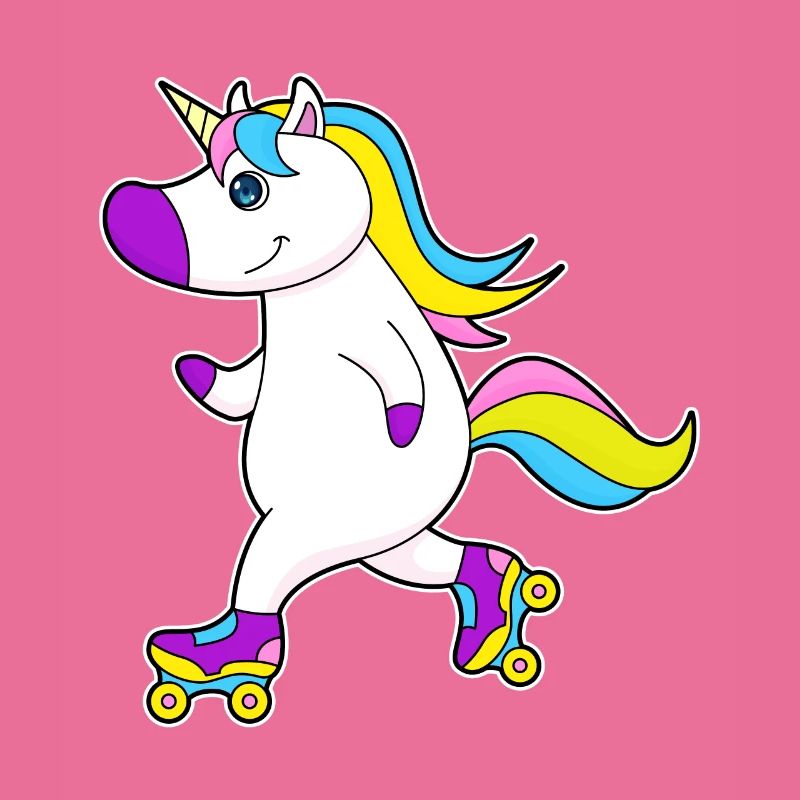 Unicorn during inline skating with roller skates