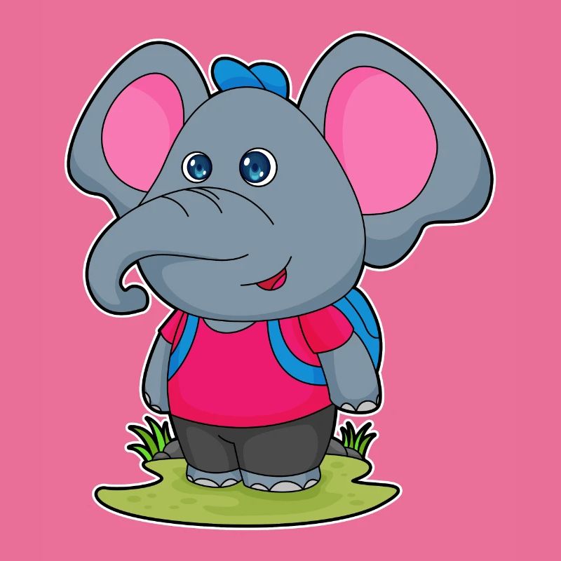 Elefant als Wanderer mit Rucksack