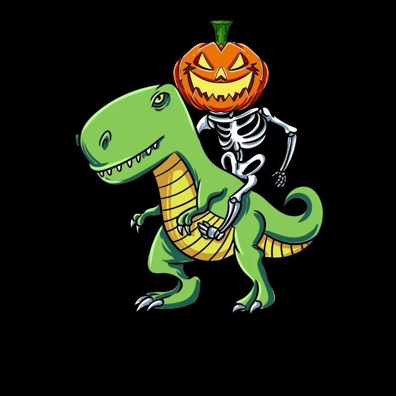 Skeleton Citrouille Riding T Rex