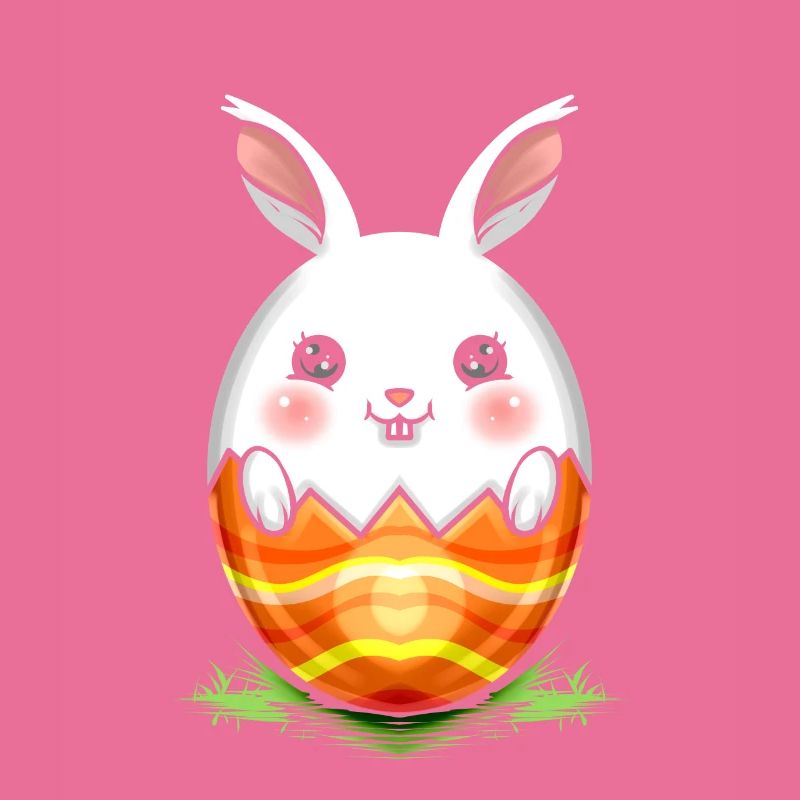 Painted Easter Rabbit Egg On Easter