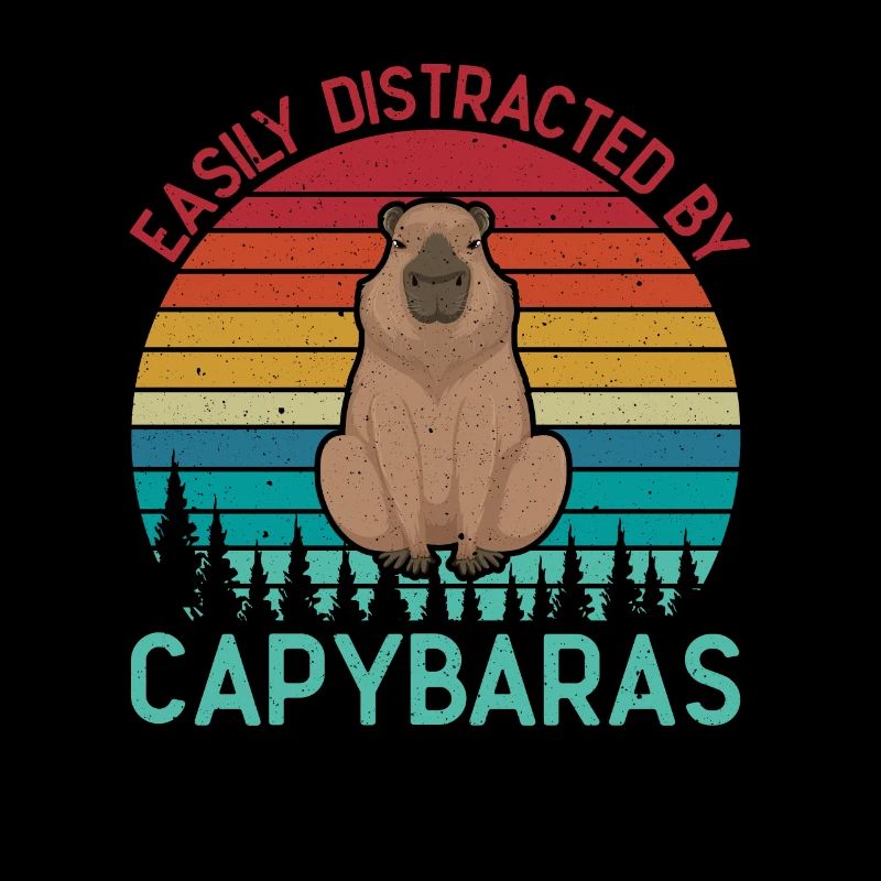 Retro Easily Distracted by Capybaras Capybara