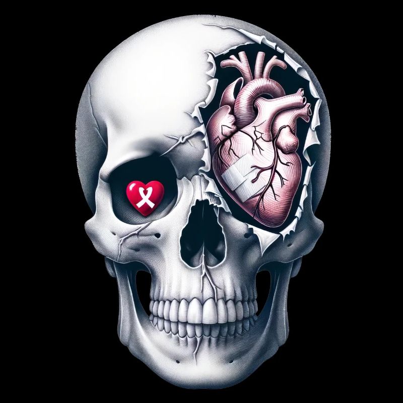 Herz Krieger Schädel T-Shirt CHD Bewusstsein Stärke