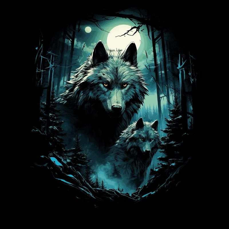 Fantasy Wölfe Wolf Mondlicht Illustration