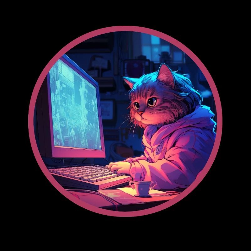 Anime Katze Vaporwave Retro Computer Nostalgie