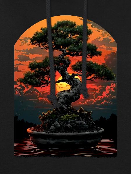 Bonsai Boom Zonsondergang Kunst, Zen Japanse Tuin,