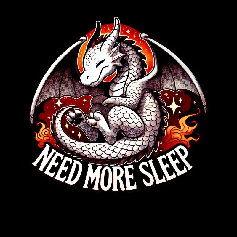 Need more sleep, funny dragon design