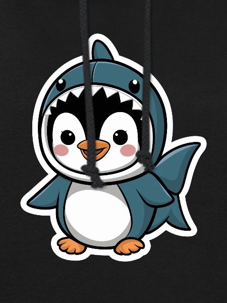Cute Penguin in Shark Costume