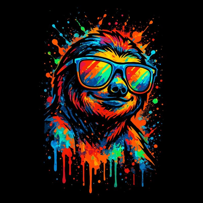 Faultier Bunt Pop Art Regenbogenfarben