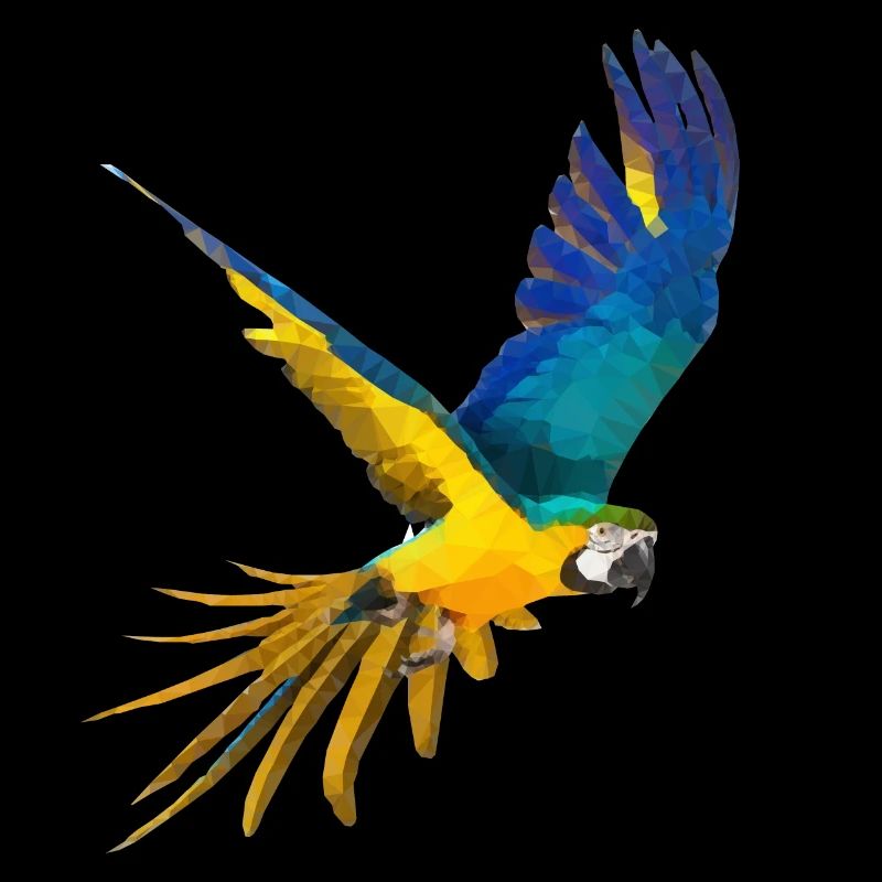 Ara bleu et jaune low poly