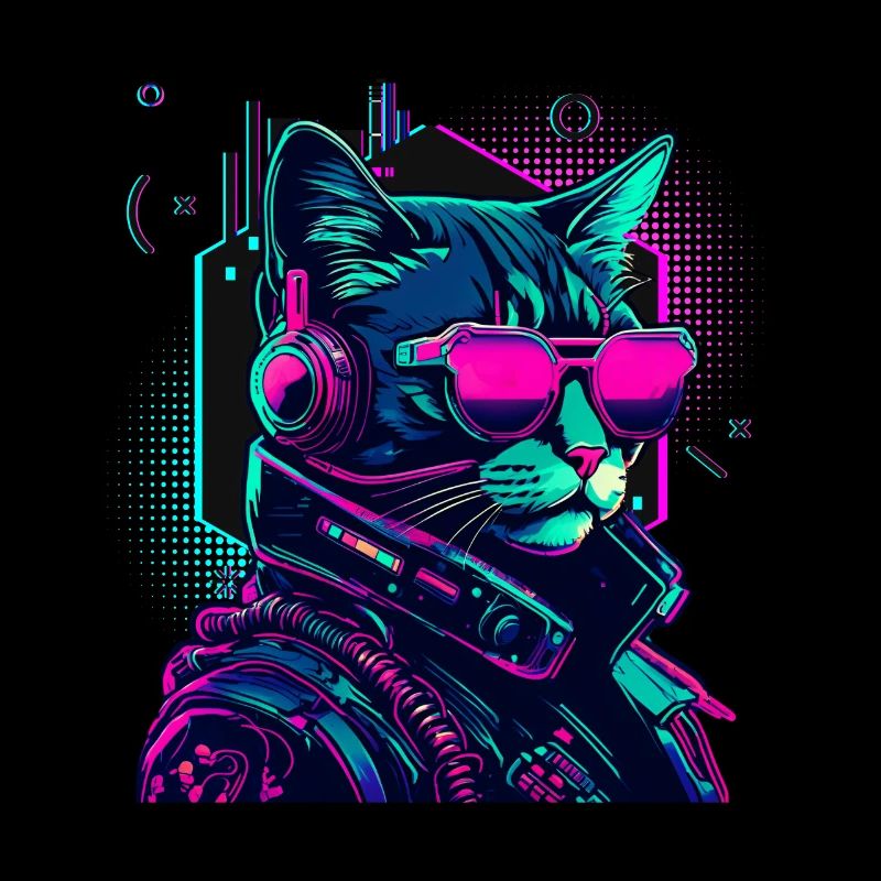 Cyberpunk Katze mit Sonnebrille