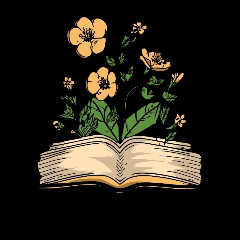 Buch Leseratte Bücherwurm Blumen