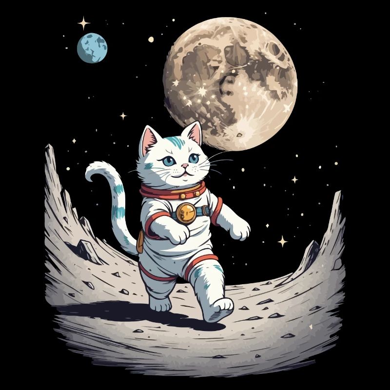 Illustration d’un chat dans une combinaison spatiale