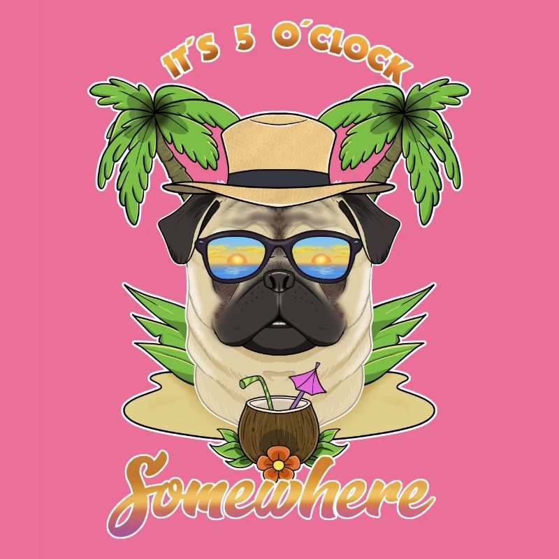 It Is 5 OClock Somewhere Drinking Pug
