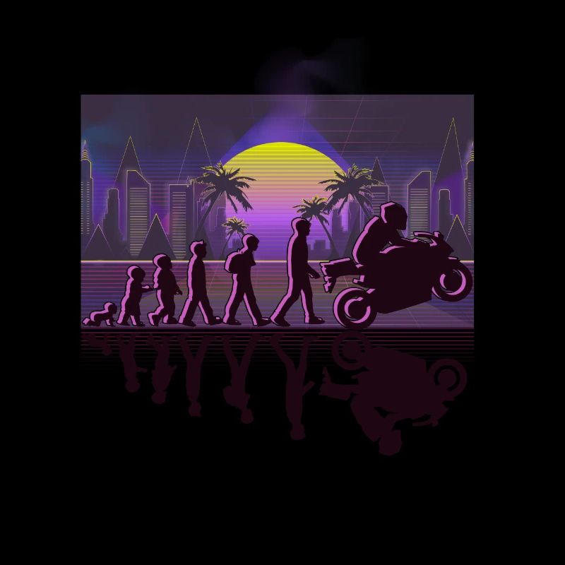 Moto Evolution Vintage 80s Retro Biker