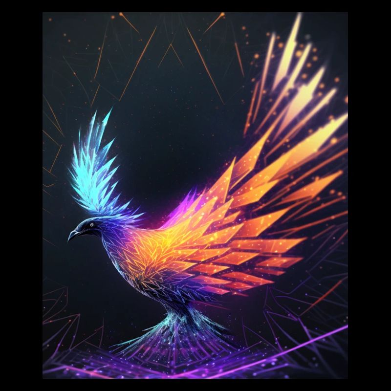 Géométrique Phoenix Oiseau Polygone Abstrait Mystique