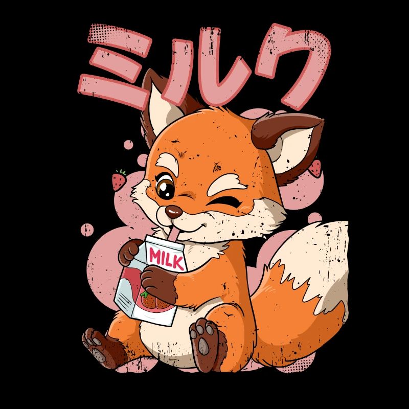 Kawaii Fox Strawberry Milk