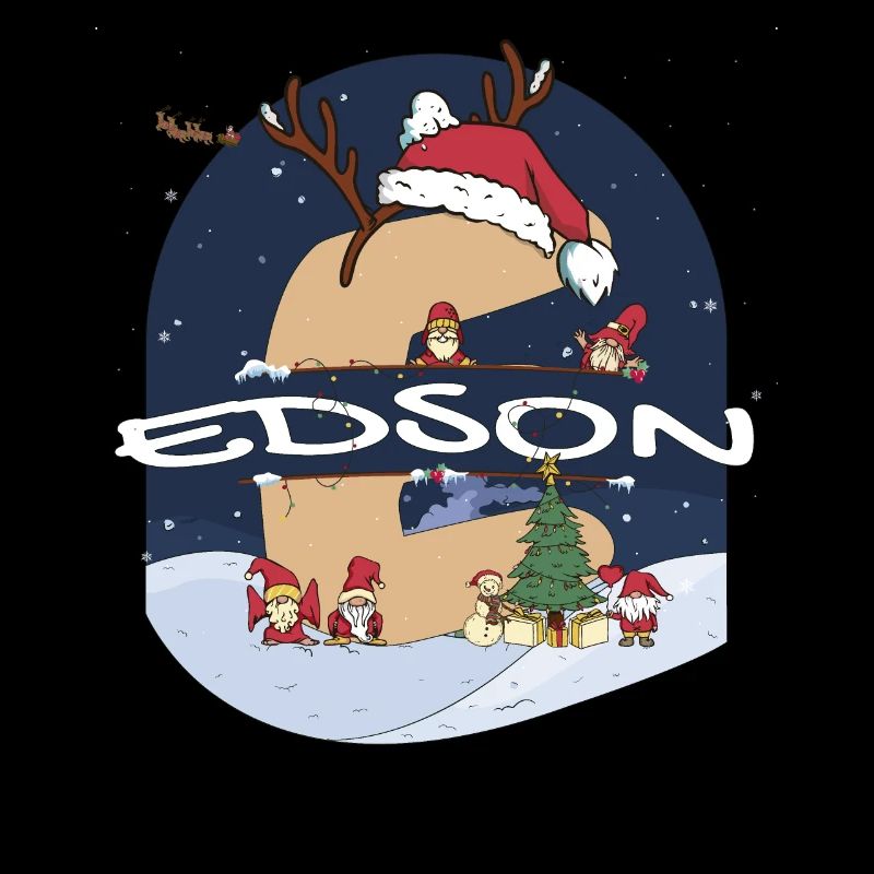 Awesome Edson Name w Santa Hat dans le thème de Noël