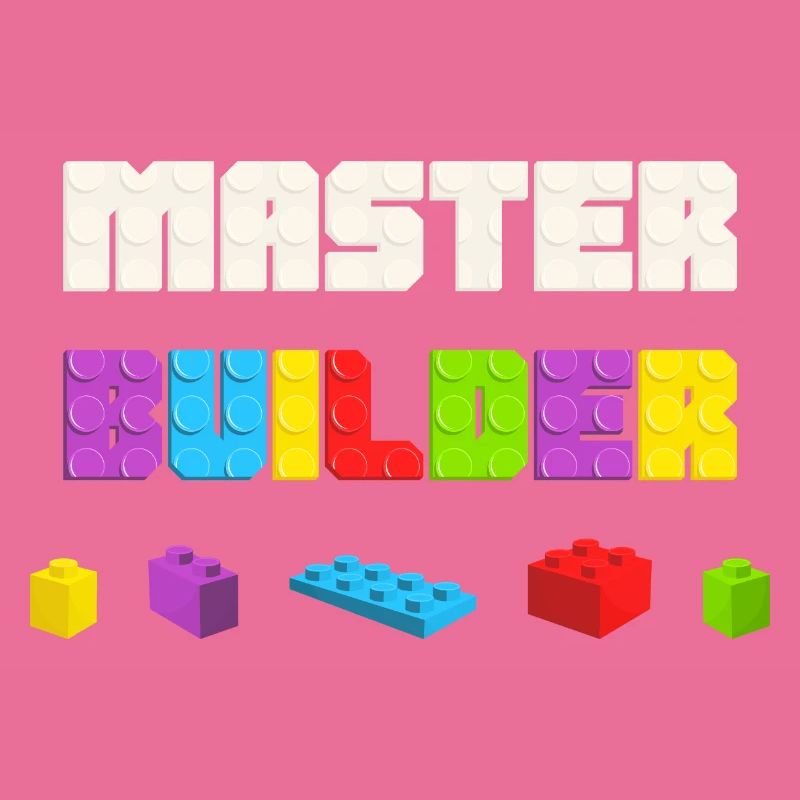 Kids Cool Master Builder Building Block Dad Mom