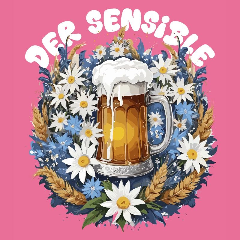 Beer mug with chamomile décor and edelweiss dirndl