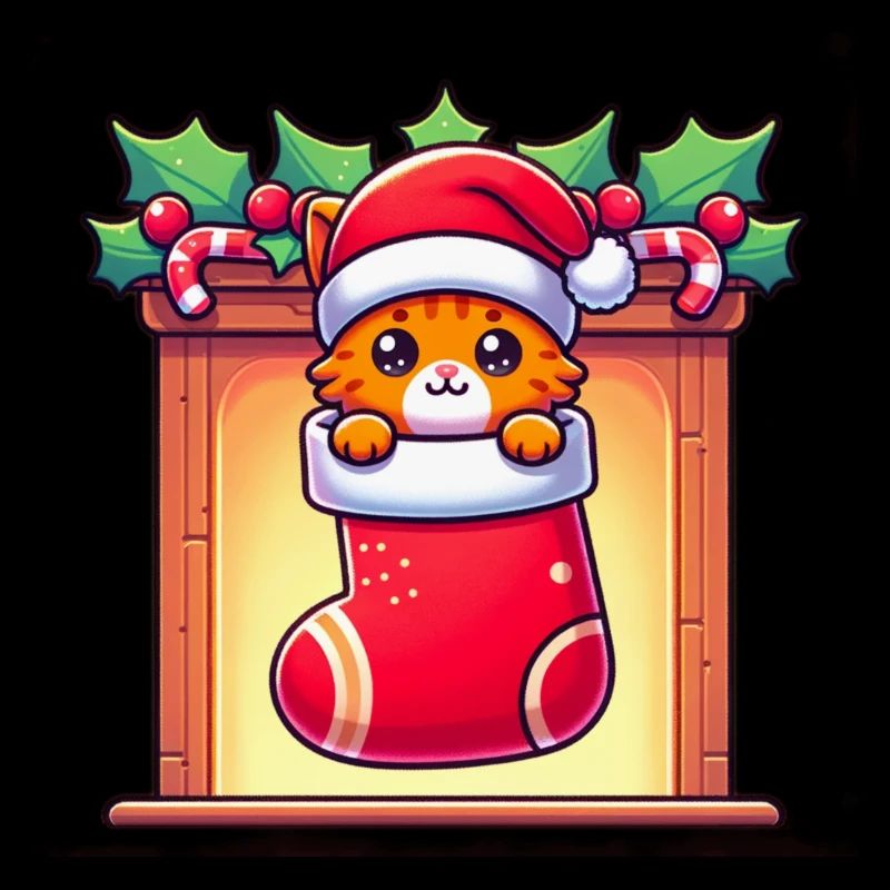 Cute ginger kitten in a Christmas sock