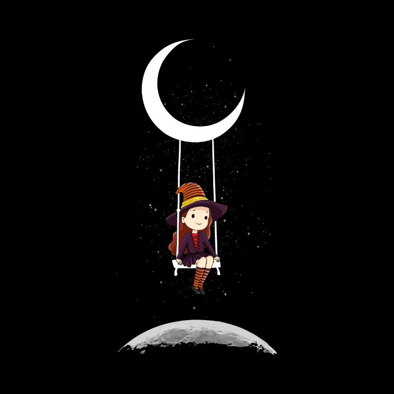 Witch On Moon Swing effrayant Halloween