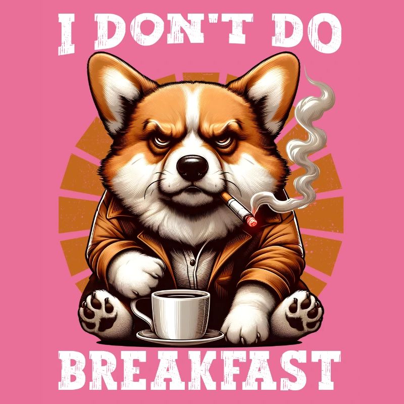 I Don't Do Breakfast Grumpy Corgi Drinking Coffee
