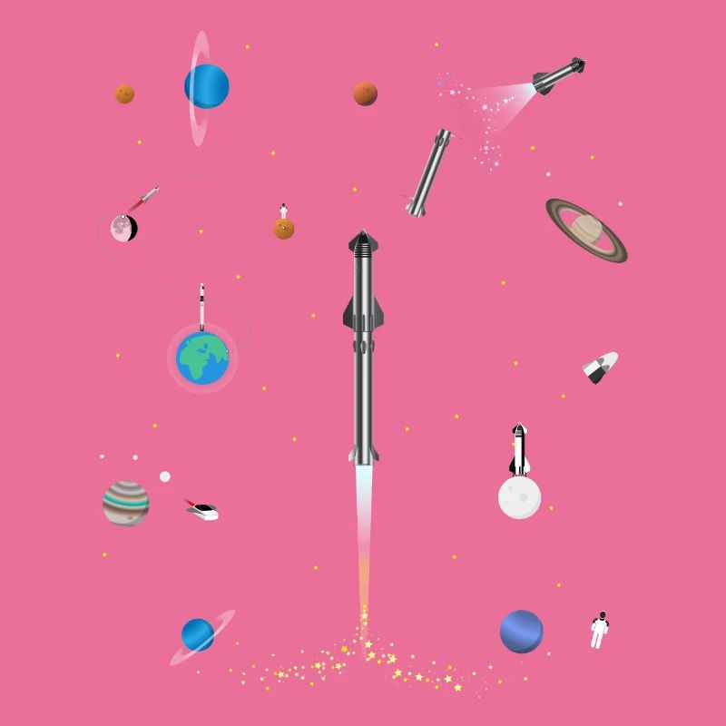 A Space-x blast into Space pattern