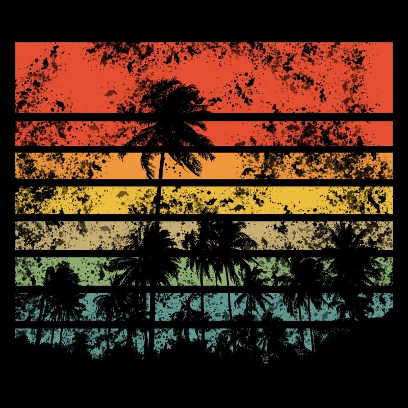 Palm Trees Retro Sunset