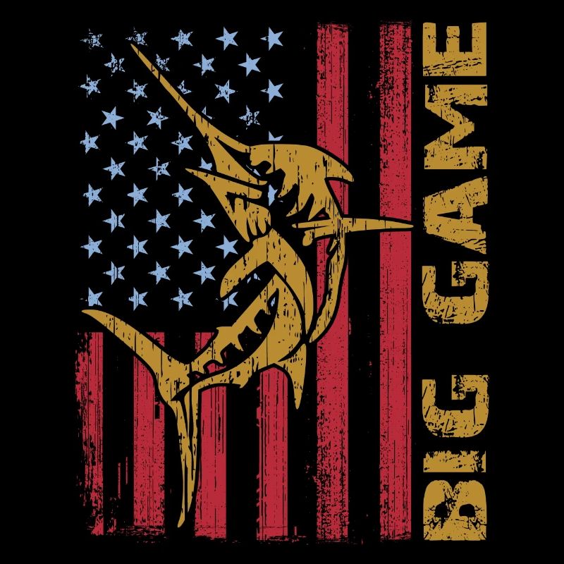 Springender Marlin mit US Flagge Hochseefischen