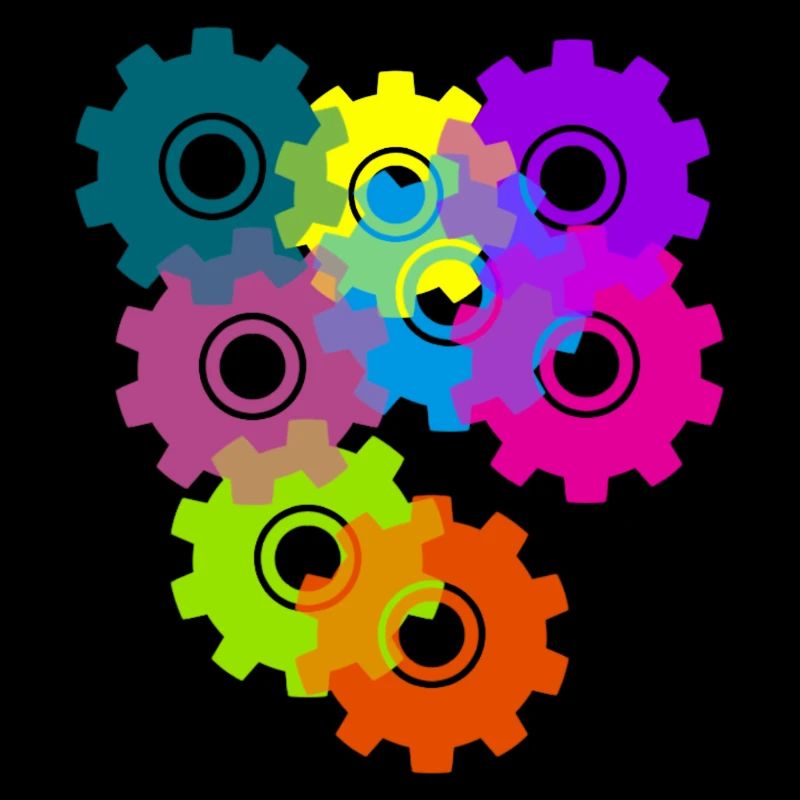 Zahnrad, Zahnräder, Räder, bunt