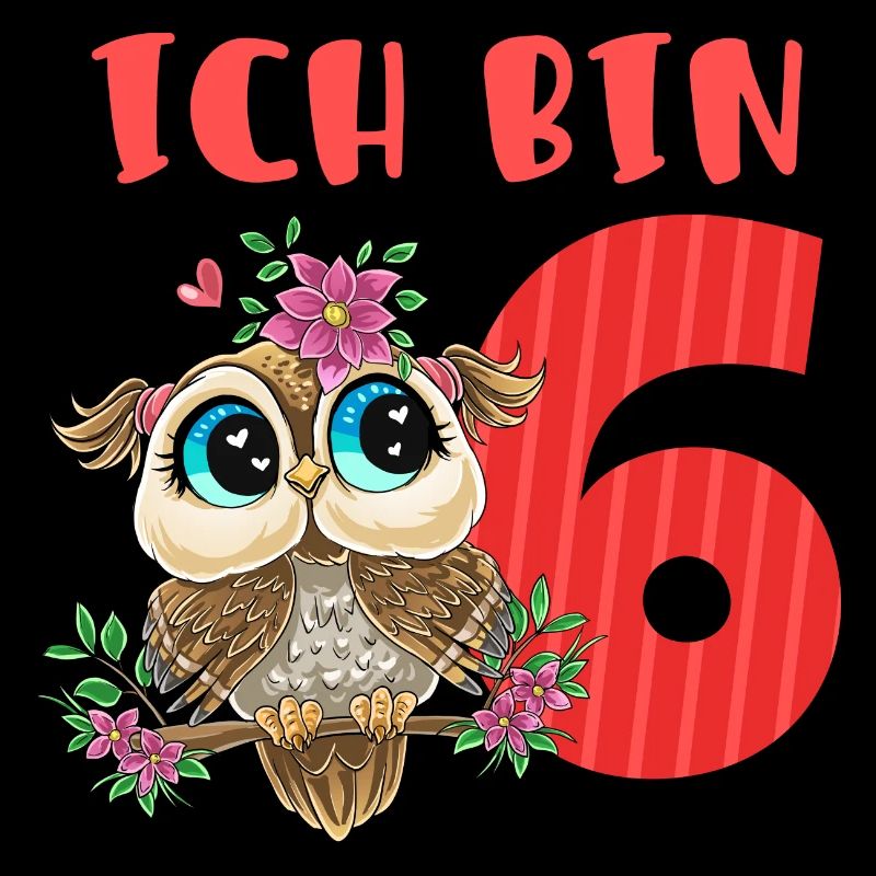 Ich Bin 6 Süße Eule Mit Blumen Mädchen Geburtstag