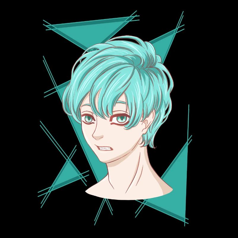 manga Boy Türkis cool mangastyle Anime Comic toon