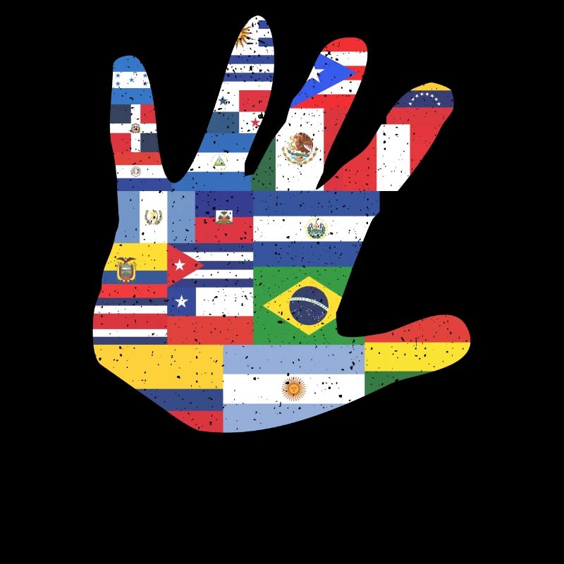 Latino Latin America Flags Black