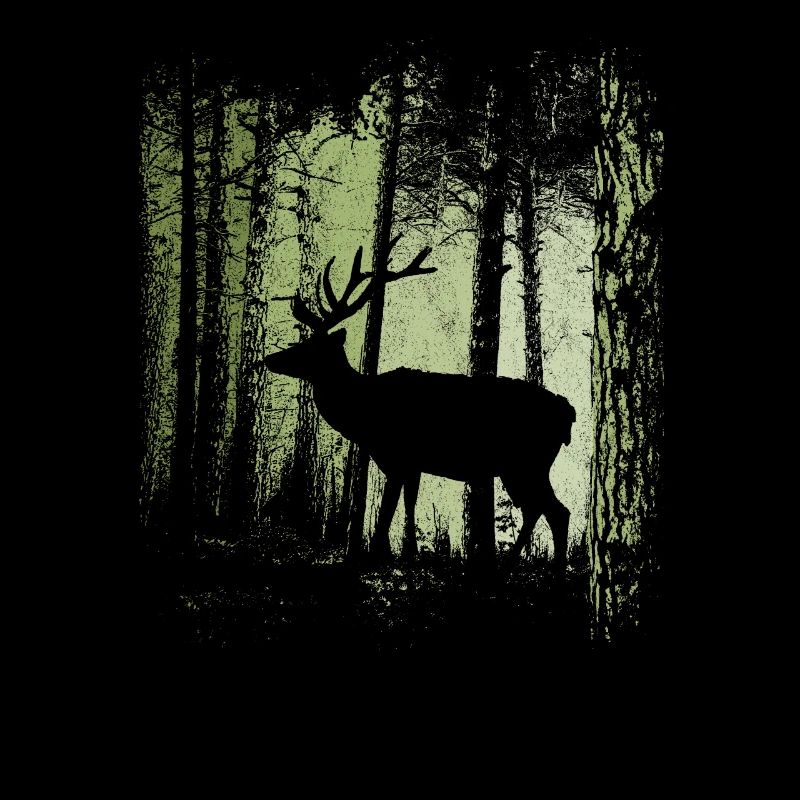 Dusk forest fallow deer stag silhouett
