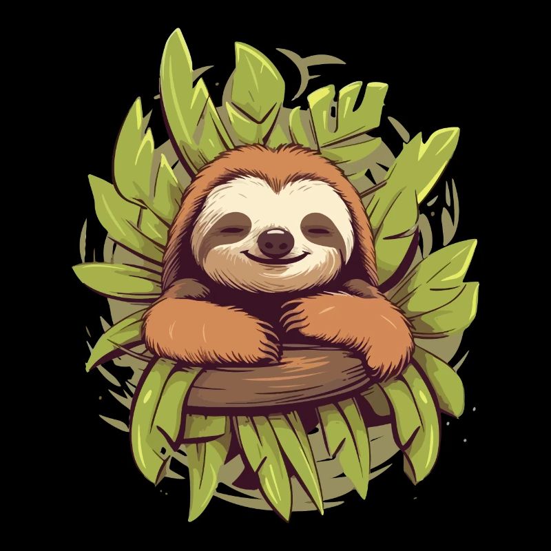 Cute cartoon sloth chilling on a branch