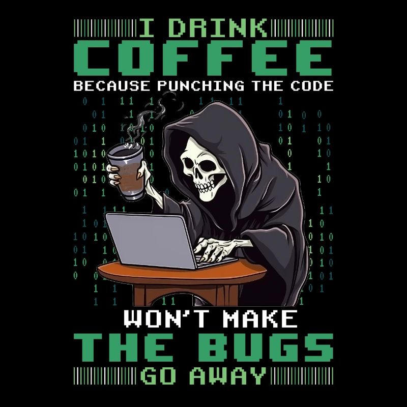Grim Reaper Skeleton Programmer Funny Coffee Progr