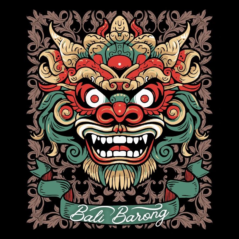 Masque d’Asie, divinité indonésienne Barong, Bali