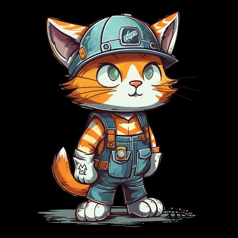Construction Worker Cat Hard hat Concrete Worker C