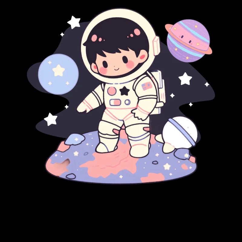 Kawaii Astronaut Boy Galaxy Planets Outer Space Ex
