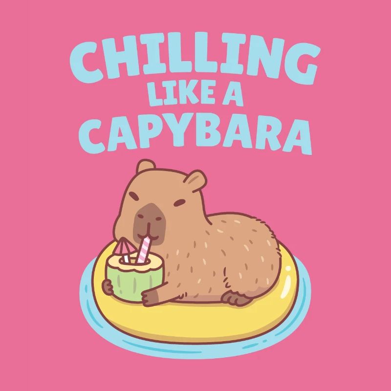 Capybara On Pool Float Chilling Like A Capybara
