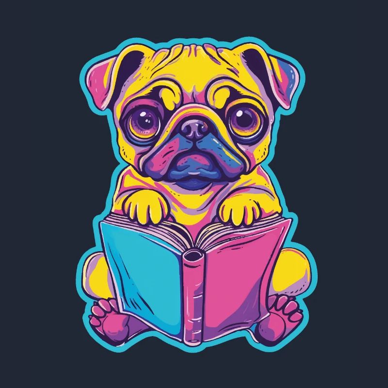 Bunter Mops mit Buch