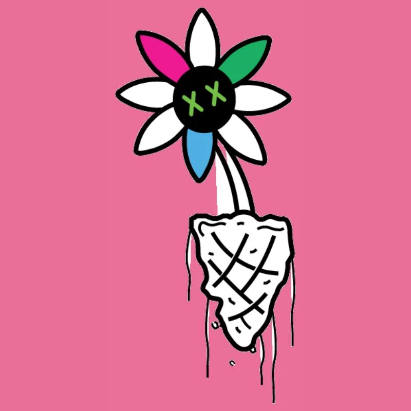 Illustration de crâne de fleur vive