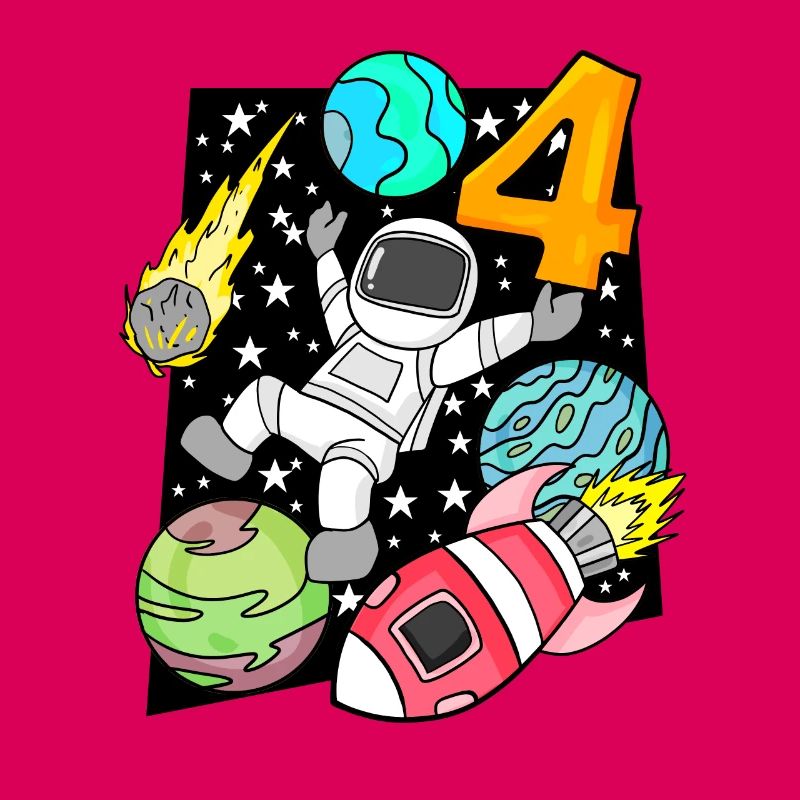 4 Birthday Boy Astronaut Rocket Space